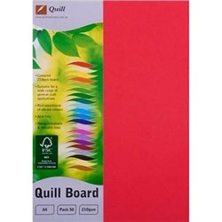 QUILL BOARD A4 210GSM RED PACK OF 50