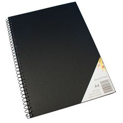 QUILL VISUAL ART DIARY A4 110GSM CARTRIDGE 120 PAGES POLY COVER BLACK