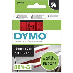 DYMO D1 LABEL CASSETTE TAPE 19MMX7M BLACK ON RED