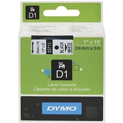 DYMO D1 LABEL CASSETTE TAPE 24MMX7M BLACK ON WHITE