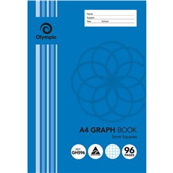OLYMPIC GH596 GRAPH BOOK A4 5MM GRAPH 96 PAGE