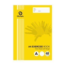 OLYMPIC E144 EXERCISE BOOK A4 48 PAGE 14MM DOTTED THIRDS WITH RED MARGIN