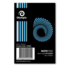 OLYMPIC SP60 SPIRAL NOTE PAD 76 X 112MM 8MM RULED TOP BOUND 90 PAGE