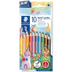 STAEDTLER NORIS TRIANGULAR COLOURED PENCILS JUMBO ASSORTED PACK OF 10