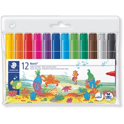 STAEDTLER NORIS JUMBO COLOURING MARKERS ASSORTED WALLET OF 12