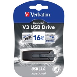 VERBATIM STORE 'N' GO V3 USB DRIVE 3.0 16GB GREY