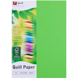 QUILL COLOUR COPY PAPER A4 80GSM LIME REAM OF 500