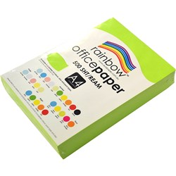 RAINBOW OFFICE COPY PAPER A4 75GSM FLUORO GREEN REAM OF 500