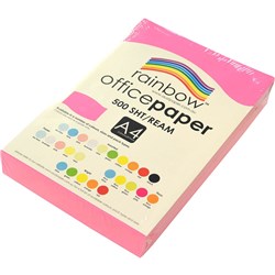 RAINBOW OFFICE COPY PAPER A4 75GSM FLUORO PINK REAM OF 500