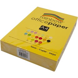 RAINBOW OFFICE COPY PAPER A4 80GSM YELLOW REAM OF 500