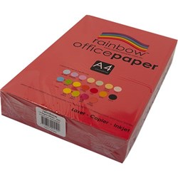 RAINBOW OFFICE COPY PAPER A4 80GSM RED REAM OF 500