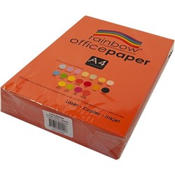 RAINBOW OFFICE COPY PAPER A4 80GSM ORANGE REAM OF 500