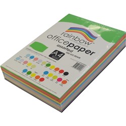 RAINBOW OFFICE COPY PAPER A4 80GSM ASSORTED REAM OF 500