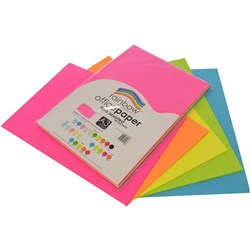 RAINBOW OFFICE COPY PAPER A3 75GSM FLUORO ASSORTED PACK OF 100