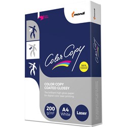 MONDI COLOR COPY DIGITAL PAPER GLOSS A4 200GSM WHITE PACK OF 250 SHEETS
