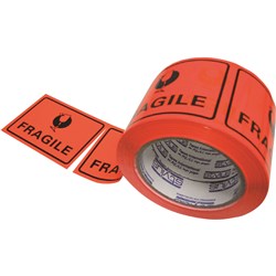 STYLUS LABEL TAPE 75X100MM FRAGILE BLACK ON ORANGE 500 LABELS
