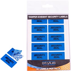 STYLUS 4299 TAMPER EVIDENT SECURITY SEALS 35X18MM PACK OF 60 LABELS