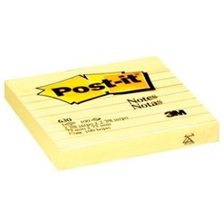 POST-IT 630SS NOTES ORIGINAL 76X76MM LINED YELLOW 100 SHEETS