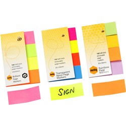 MARBIG PAGE MARKERS 20 X 50MM RAINBOW ASSORTED 40 SHEET PADS PACK OF 4