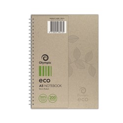 OLYMPIC ECO WIRO NOTEBOOK A5 RULED 8MM SPIRAL SIDE BOUND 200 PAGE