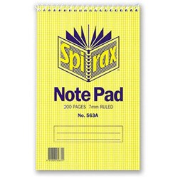 SPIRAX 563A REPORTER NOTEBOOK 200MM X 127MM RULED 200 PAGE TOP OPEN