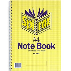 SPIRAX 595A NOTEBOOK A4 RULED 240 PAGE SIDE OPENING