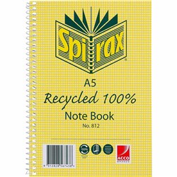 SPIRAX 812 RECYCLED 100% NOTEBOOK A5 RULED 120 PAGES SIDE OPENING