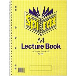 SPIRAX 906 LECTURE BOOK PERFORATED A4 RULED 140 PAGE SIDE OPENING