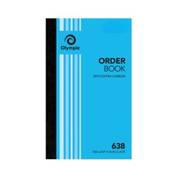 OLYMPIC 638 ORDER BOOK CARBON DUPLICATE 200 X 125MM 100 LEAF BLUE