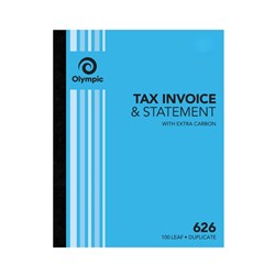 OLYMPIC 626 INVOICE/STATEMENT BOOK CARBON DUPLICATE 250 X 200MM 100 LEAF BLUE