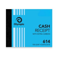 OLYMPIC 614 CASH RECEIPT BOOK CARBON DUPLICATE 100 X 125MM 100 LEAF BLUE
