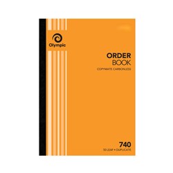 OLYMPIC 740 ORDER BOOK CARBONLESS DUPLICATE A4 50 LEAF ORANGE