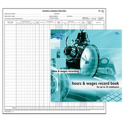 ZIONS 76L HOURS & WAGES BOOK UP TO 25 EMPLOYEES 270X265MM
