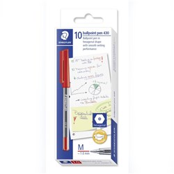 STAEDTLER 430 STICK BALLPOINT PENS MEDIUM 1MM BLUE CUP OF 50