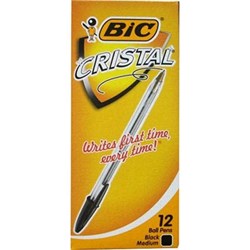 BIC CRISTAL ORIGINAL BALLPOINT PEN MEDIUM 1MM BLACK