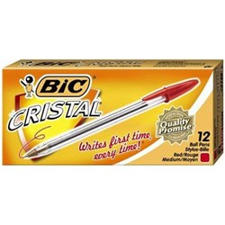 BIC CRISTAL ORIGINAL BALLPOINT PEN MEDIUM 1MM RED