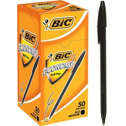 BIC ECONOMY BALLPOINT PEN MEDIUM 1MM BLACK BOX OF 50