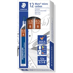 STAEDTLER MICRO CARBON LEAD MECHANICAL B 0.5MM TUBE OF 12