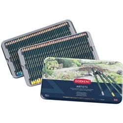 DERWENT ARTISTS PENCILS ASSORTED TIN PACK OF 72