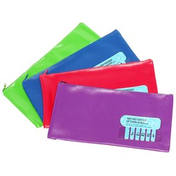 MARBIG NAME PENCIL CASE SINGLE ZIP LARGE 325 X 165MM SUMMER COLOURS ASSORTED