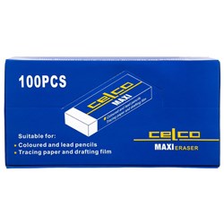 CELCO MAXI ERASER 56 X 22 X 11MM FOR COLOURED AND LEAD PENCILS