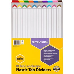 MARBIG PLASTIC INDICES & DIVIDERS A3 REINFORCED 10 TAB LANDSCAPE MULTI COLOUR