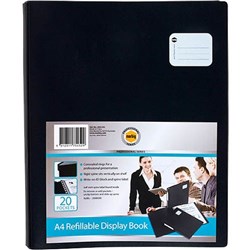 MARBIG PROFESSIONAL SERIES DISPLAY BOOK A4 REFILLABLE 20 POCKET BLACK