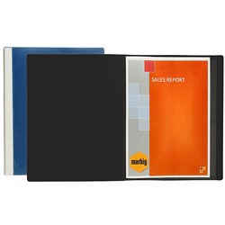 MARBIG CLEARVIEW DISPLAY BOOK A4 24 POCKET INSERTABLE COVER BLUE