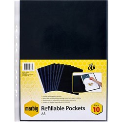 MARBIG DISPLAY BOOK A3 REFILLS CLEAR PACK OF 10