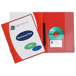 MARBIG PREMIER FLAT FILE A4 CLEAR INSERTABLE FRONT COVER RED