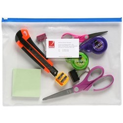 MARBIG CLEAR CASE A4 335 X 245MM WITH COLOURED ZIP ASSORTED