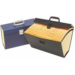 MARBIG EXPANDING CARRY FILE A-Z INDEX WITH HANDLE ASSORTED BLACK OR BLUE