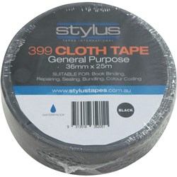 STYLUS 399 CLOTH TAPE 36MMX25M BLACK