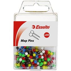 ESSELTE MAP PINS ASSORTED COLOURS PACK OF 200